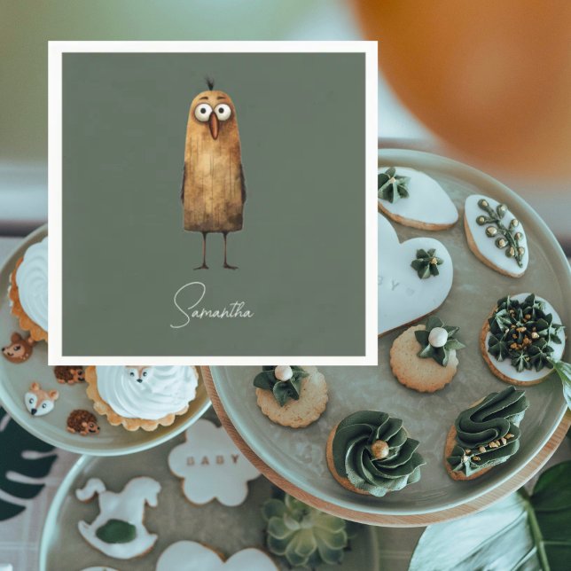 Serviette En Papier Sublimation verte Baby shower animal des bois (Créateur téléchargé)