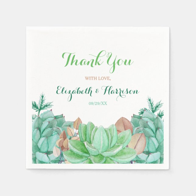Serviette En Papier Succulent Bouquet Mariage botanique (Devant)