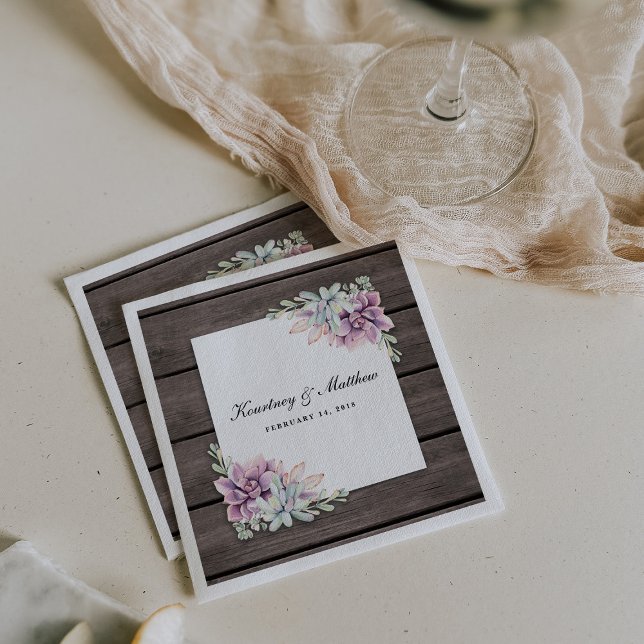 Serviette En Papier Succulent floral aquarelle rustique (Créateur téléchargé)