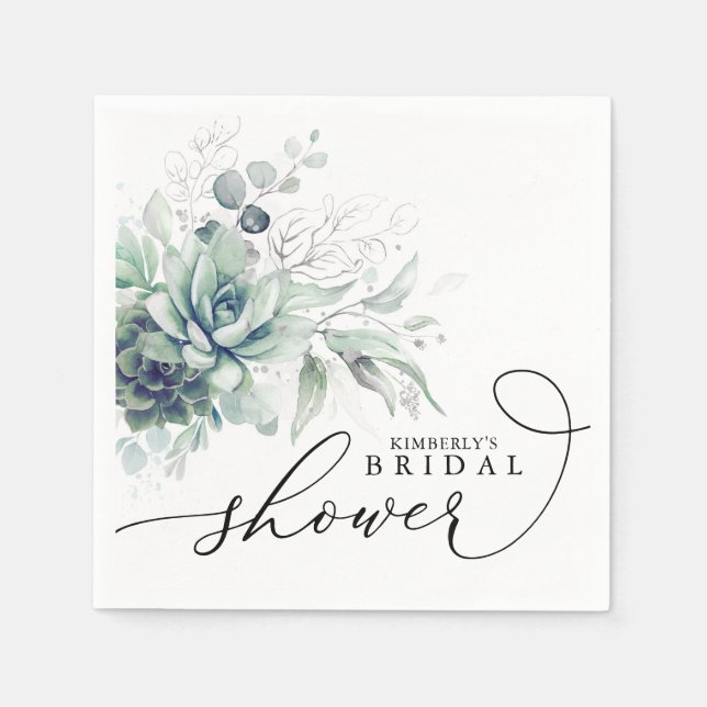 Serviette En Papier Succulentes verdure Élégant Baby Shower de mariage (Devant)