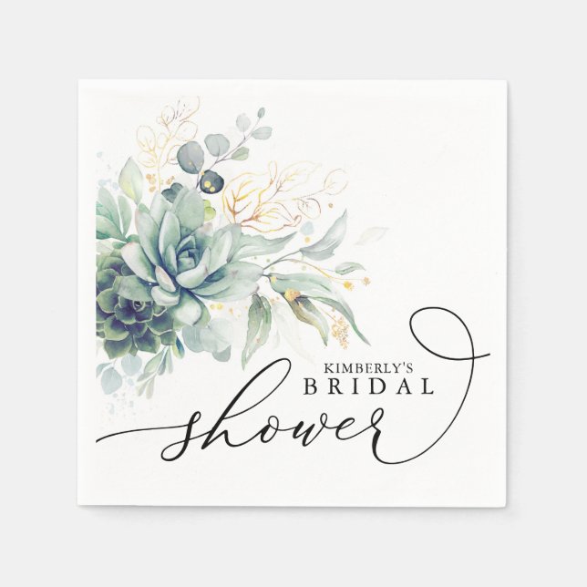 Serviette En Papier Succulents de verdure Élégant enterrement de vie d (Devant)