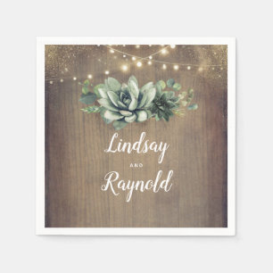 Serviette En Papier Succulents rustiques Mariage de verdure