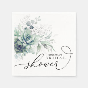 Serviette En Papier Succulents Verdure Élégant Mariage / Baby Shower N