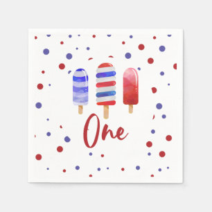 Serviette En Papier Sucettes Glacées Une Rouge Blanche Bleue 1er Anniv