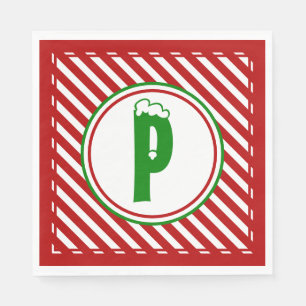 Serviette En Papier Sucre de canne de base Monogramme rouge/blanc