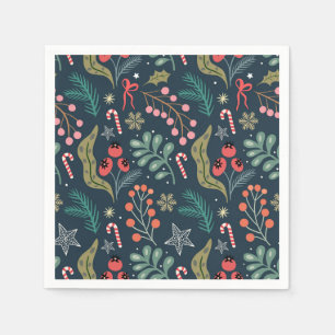 Serviette En Papier Sucre de canne festif et Holly Motif