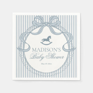 Serviette En Papier Sucrerie Fête de Naissance Cheval à Bascule Ruban