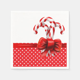 Serviette En Papier Sucres de canne de Noël Bow avec points rouges et
