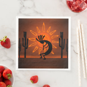 Serviette En Papier Sud-ouest Kokopelli Desert Sunset Brown