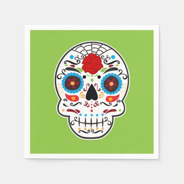 Serviette En Papier Sugar Skeleton Party mexicain espagnol Skeleton Pa (Devant)