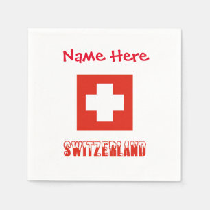 Serviette En Papier Suisse Drapeau Suisse Rouge Personnalisation Papie