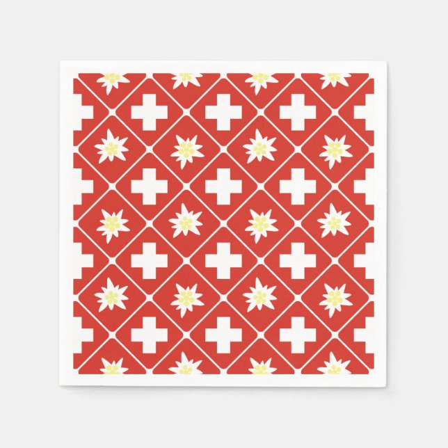 Serviette En Papier Suisse motif Edelweiss (Devant)