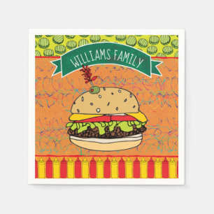 Serviette En Papier Summer BBQ Cheeseburger Ajouter un nom