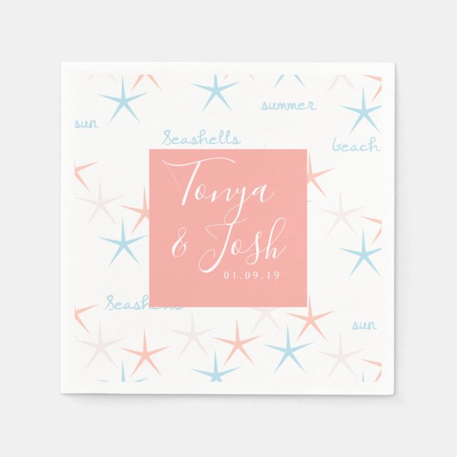 Serviette En Papier Summer Beach Ocean Starfish Abstrait (Devant)
