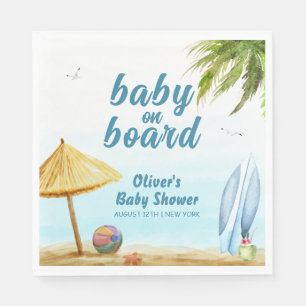 Serviette En Papier Summer Beach Ocean Surboard Baby shower