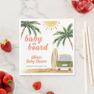 Serviette En Papier Summer Boho Surf Plage Van Baby shower