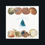 Serviette En Papier Summer Christmas Beach Seashell Nom personnalisé<br><div class="desc">Un design de Noël d'été unique en utilisant des vagues de plage pour remplir le sapin de Noël et les coquillages comme frontière. Idéal pour les cadeaux de Noël et la décoration. Customisez la serviette de la fête de Noël avec votre texte et faites-en le vôtre.</div>
