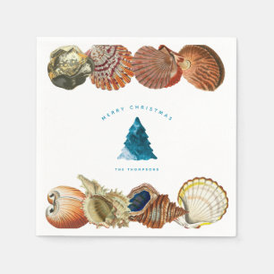 Serviette En Papier Summer Christmas Beach Seashell Nom personnalisé