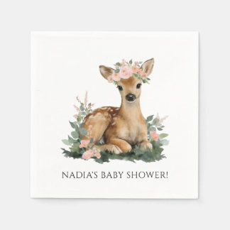 Serviette En Papier Summer Fawn Watercolor Baby Shower