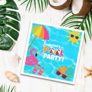 Serviette En Papier Summer Fun Pool Party Nom personnalisé