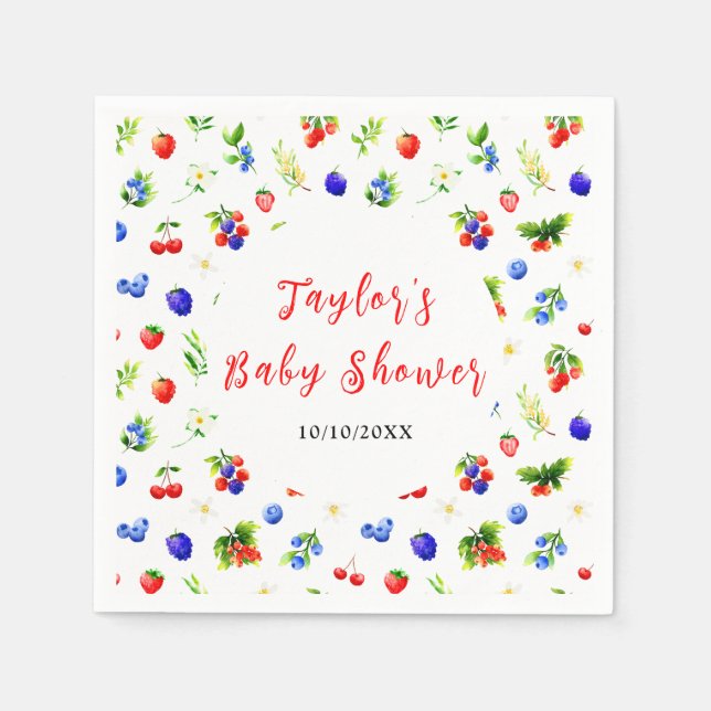 Serviette En Papier Summer Mixed Berries Baby Shower (Devant)