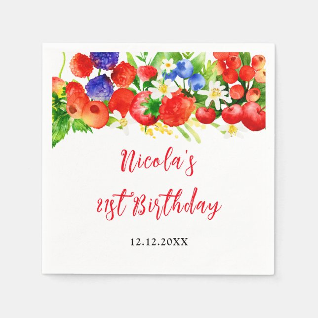 Serviette En Papier Summer Mixed Berries Birthday (Devant)
