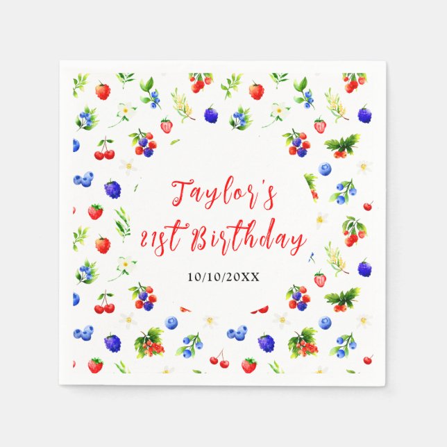 Serviette En Papier Summer Mixed Berries Birthday Party (Devant)