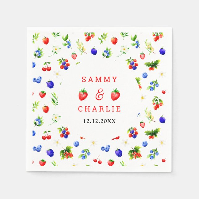 Serviette En Papier Summer Mixed Berries Wedding (Devant)