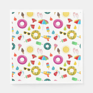 Serviette En Papier Summer Party Beach Pool Motif Amusant