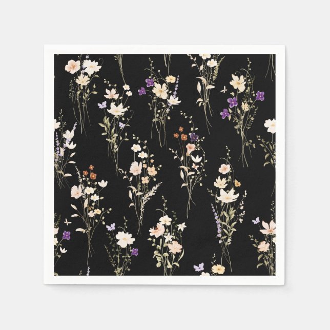 Serviette En Papier Summer Wildflower Bouquets Abstract Design (Devant)