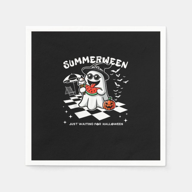 Serviette En Papier Summerween Éffrayant Halloween Vibes d'été Citroui (Devant)