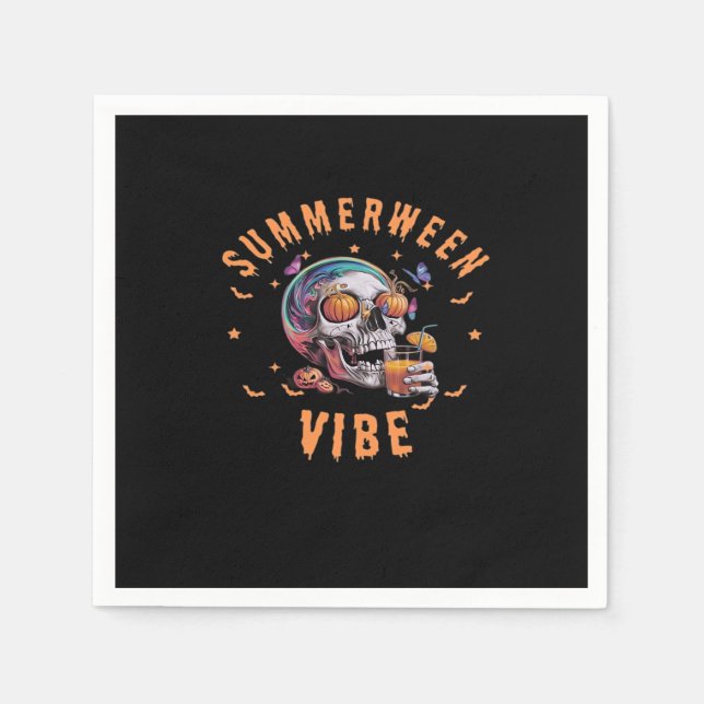 Serviette En Papier Summerween Vibes Skeleton Citrouille Vacances d'ét (Devant)