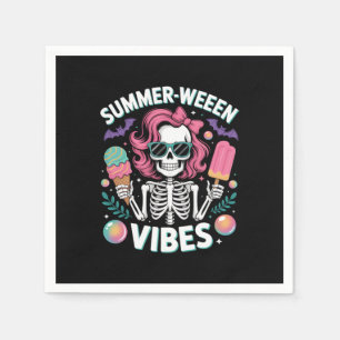 Serviette En Papier Summerween Vibes Skeleton Vacances Halloween Summe