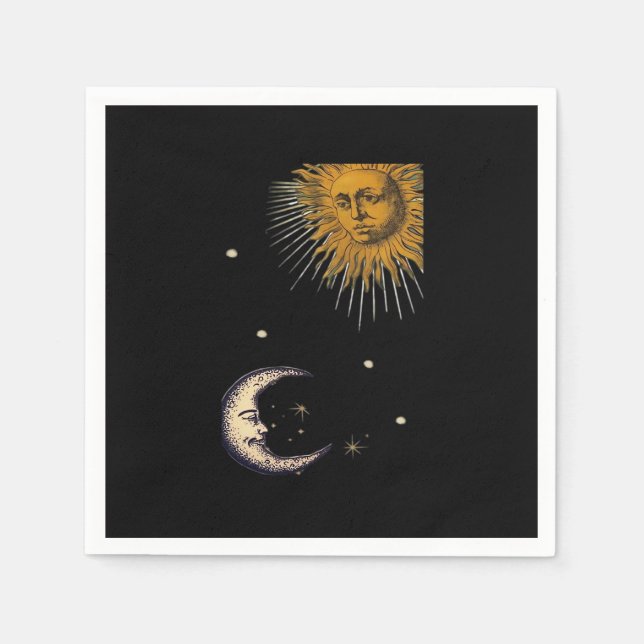 Serviette En Papier Sun And Moon 90s Whimsigoth Design (Devant)