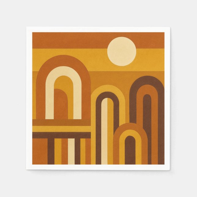 Serviette En Papier Sun & Arches Mid Century Modern Geometric Design (Devant)