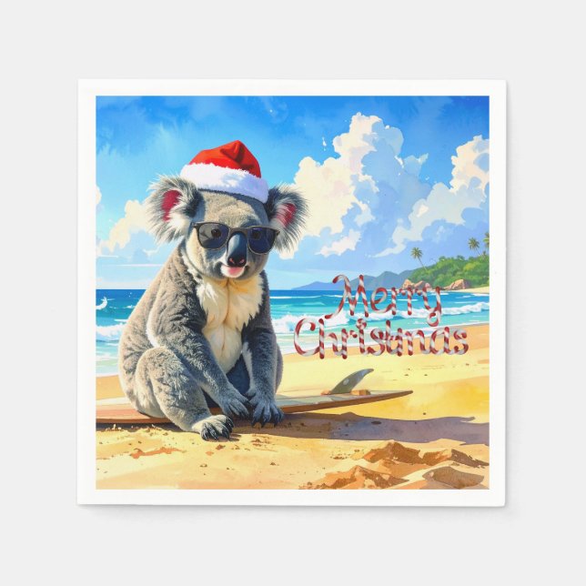 Serviette En Papier Sun et Surf Koala Santa Hat (Devant)
