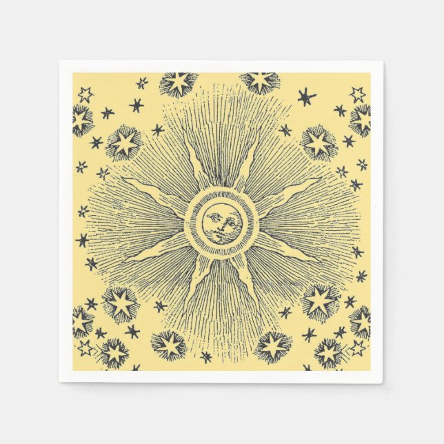 Serviette En Papier Sun Stars Antique Nuit Ciel Médiéval Zodiac (Devant)