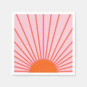 Serviette En Papier Sun Sunrise Pastel Pink et Orange Sunshine