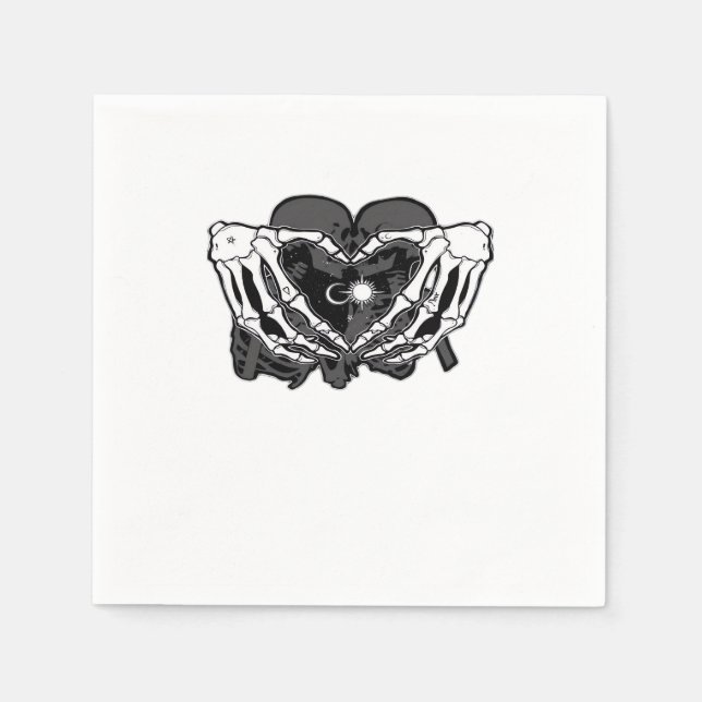 Serviette En Papier Sunand~1 - Squelette Mains Coeurs (Devant)