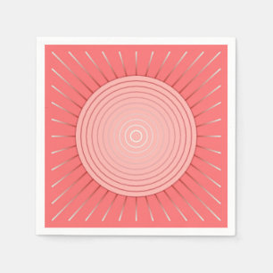 Serviette En Papier Sunburst géométrique moderne - Coral profond rose