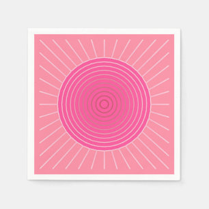Serviette En Papier Sunburst géométrique moderne - Tons de Coral rose