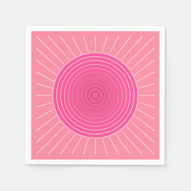 Serviette En Papier Sunburst géométrique moderne - Tons de Coral rose (Devant)