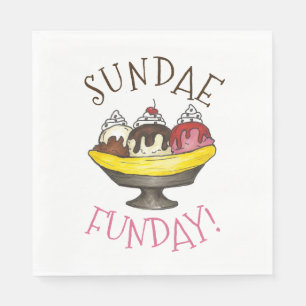 Serviette En Papier SUNDAE FUNDAE Banana Split Ice Cream Social