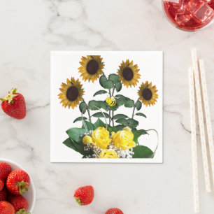 Serviette En Papier Sunflower Bumblebee Yellow Roses Papier