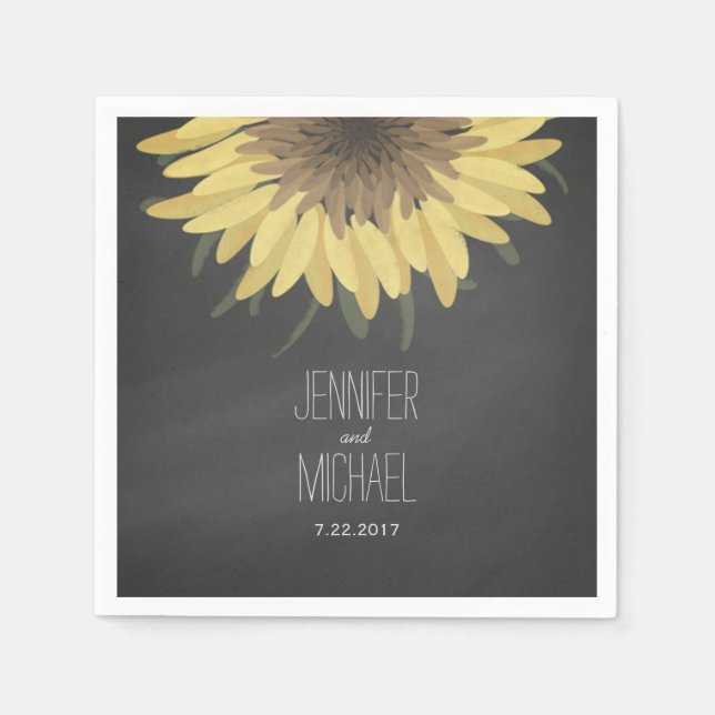 Serviette En Papier Sunflower Chalkboard Russe Mariage (Devant)