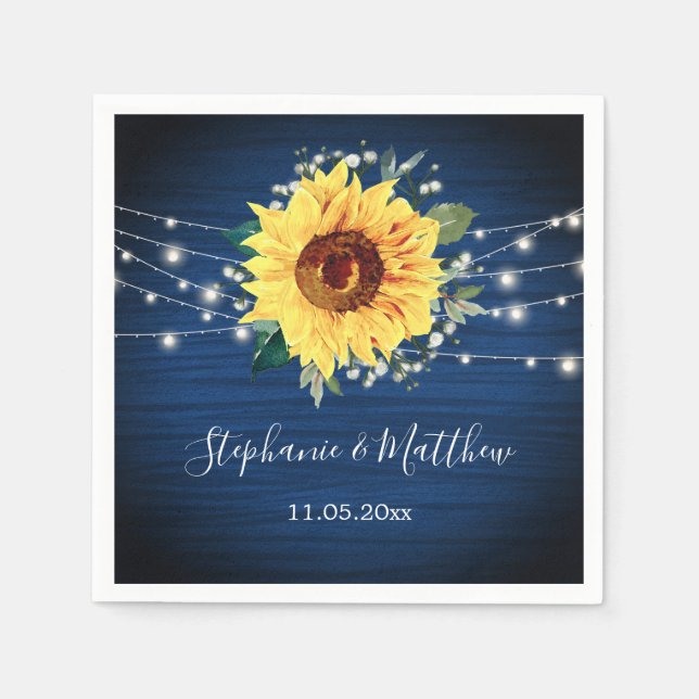 Serviette En Papier Sunflower Navy Babys Respirateurs Mariage (Devant)