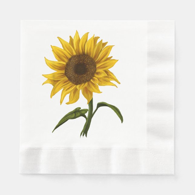 Serviette En Papier Sunflower Sunshine Floral Aquarelle Fleur (Devant)