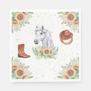 Serviette En Papier Sunflowers Boy Horse fête d'anniversaire