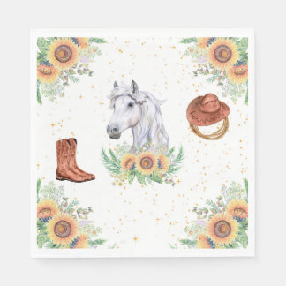 Serviette En Papier Sunflowers Boy Horse fête d'anniversaire
