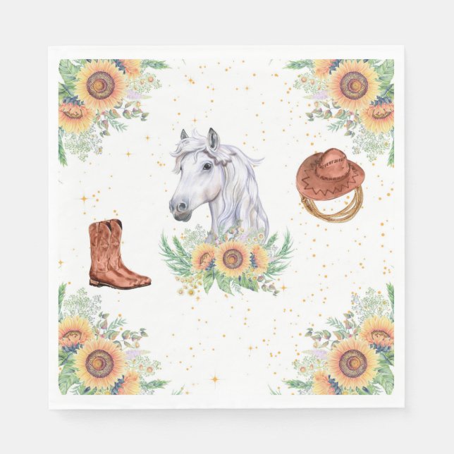 Serviette En Papier Sunflowers Boy Horse fête d'anniversaire (Devant)